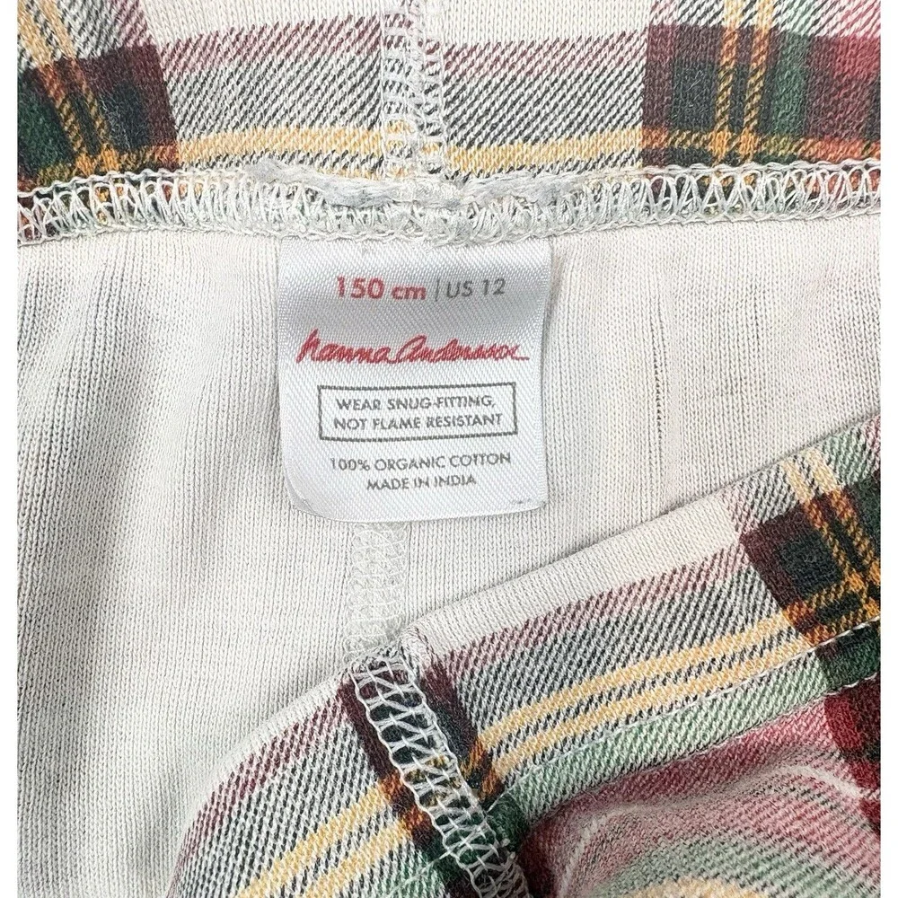 Hanna Andersson Pajamas Sz 12 Christmas Red Green Plaid 2-Piece Organic Cotton